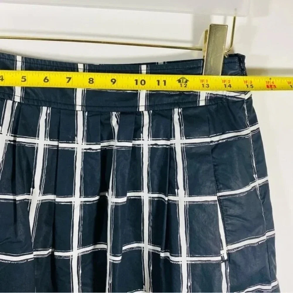 Michael Kors Skirt Women 4 Black White Plaid Pleated Pocket Preppy Office Career